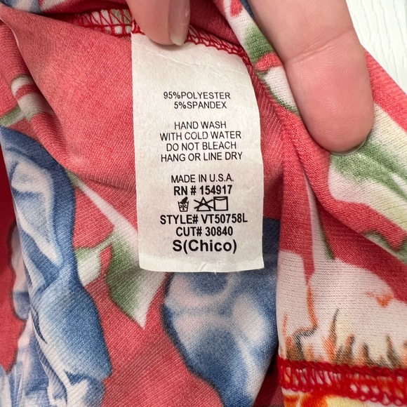 Red floral tie front blouse - Picture 6 of 6